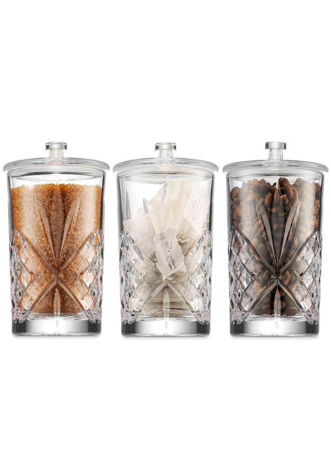 غودينغر مجموعة برطمانات تخزين جودينجر مع أغطية، مجموعة علب تخزين، برطمانات صيدلية، برطمان حلوى، علبة قهوة، حامل أعواد قطنية، إكسسوارات حمام، إكسسوارات مطبخ، أكريليك مقاوم للكسر - 11 أونصة، مجموعة من 3 قطع - Image 1